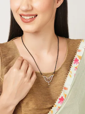 Gold Plated Maharashtrian Short Mangalsutra Designs AD Fancy Black Beads Chain Latest Unique Designs