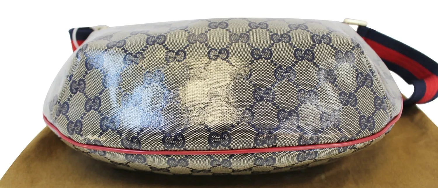 GUCCI 181092 GG Canvas Red Navy Blue Messenger Bag