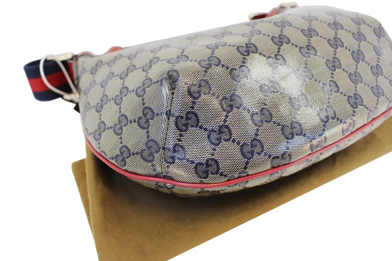 GUCCI 181092 GG Canvas Red Navy Blue Messenger Bag