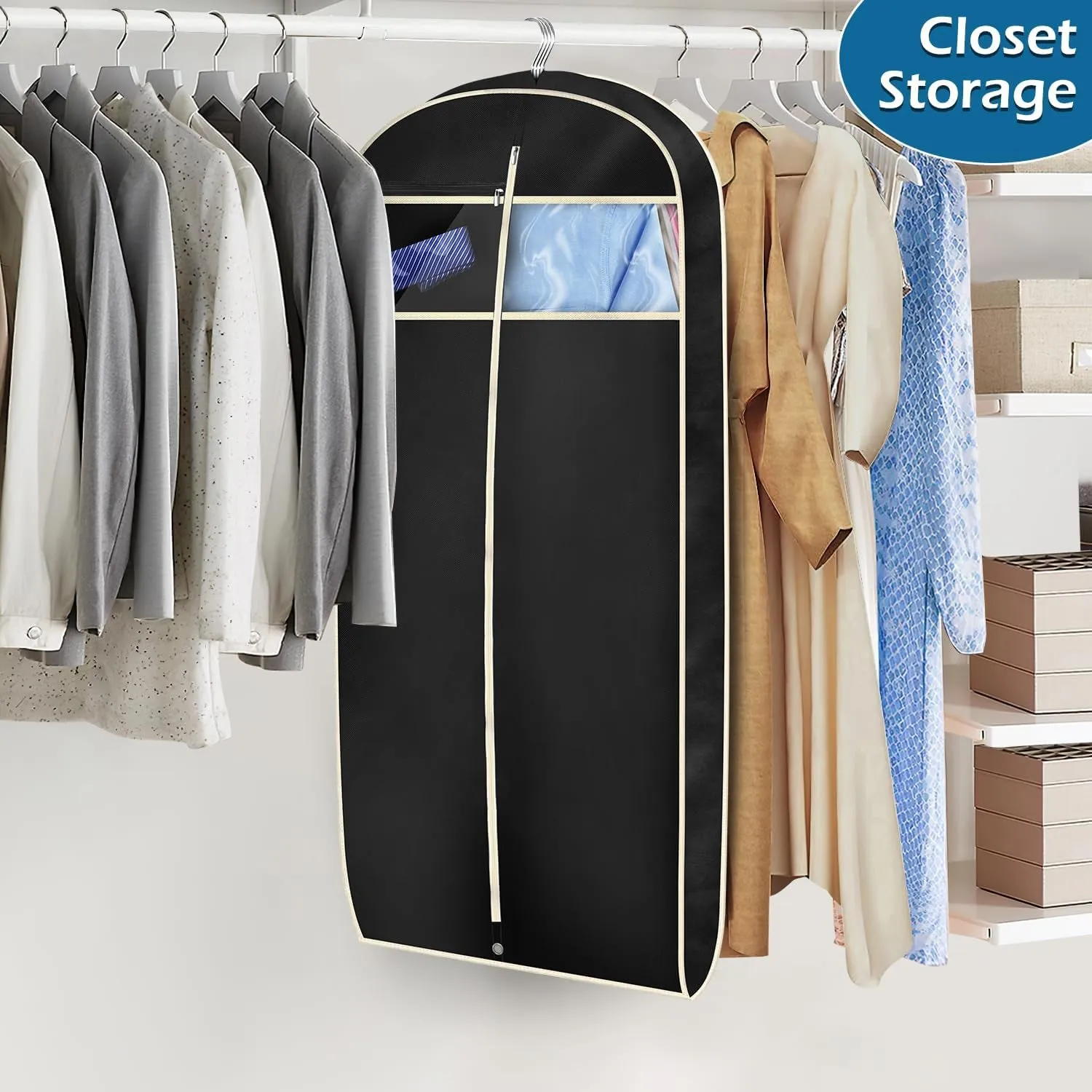 Gusseted Travel Garment Bag for Shirts Dresses and suit Coats 43"