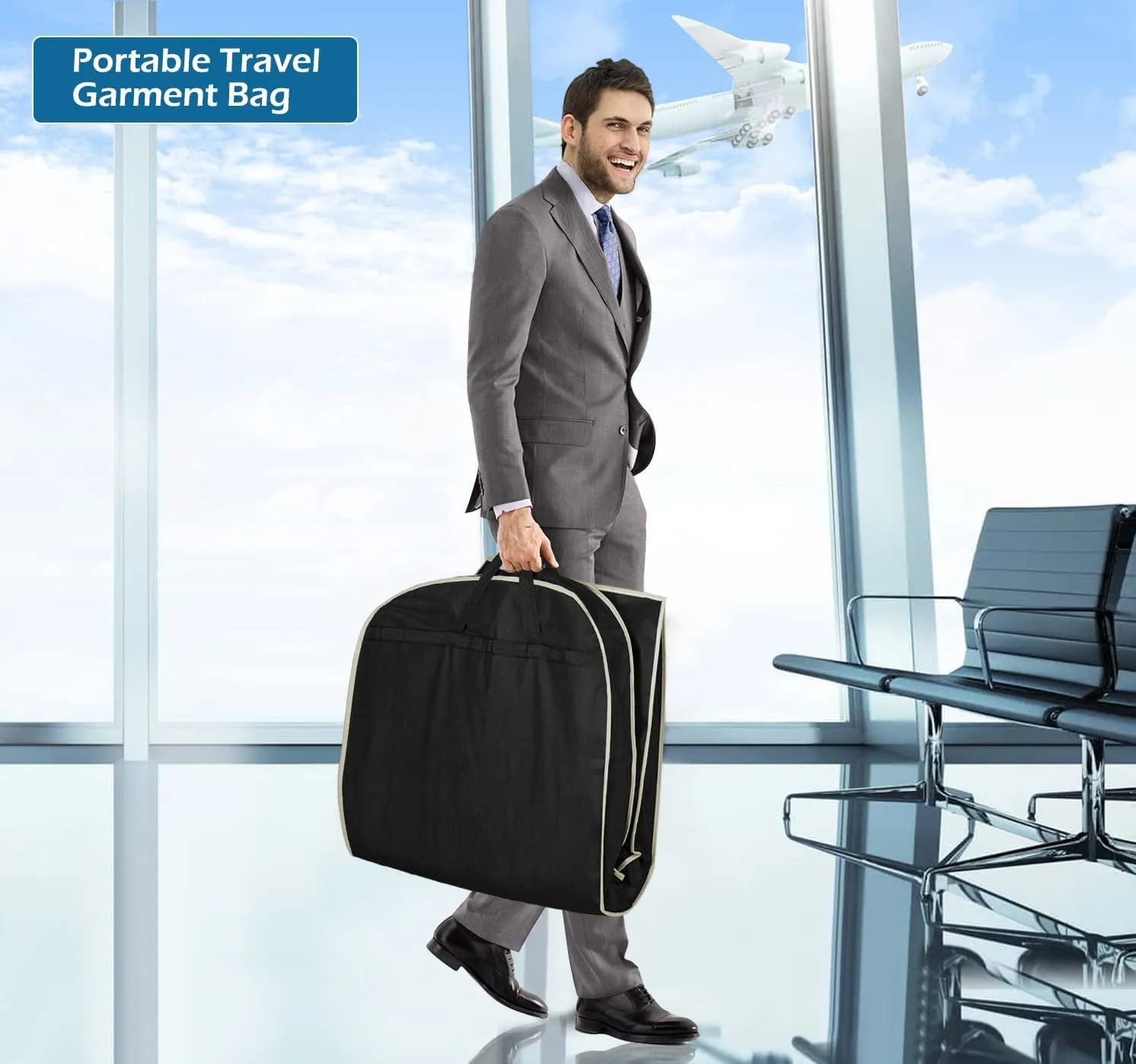 Gusseted Travel Garment Bag for Shirts Dresses and suit Coats 43"