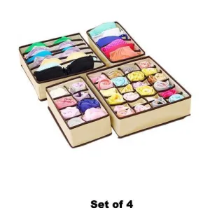 HARRA HOME Drawer Organizer, Closet Organizer Bra Underwear Sock Tie Scarf Drawer Divider, Set of 4