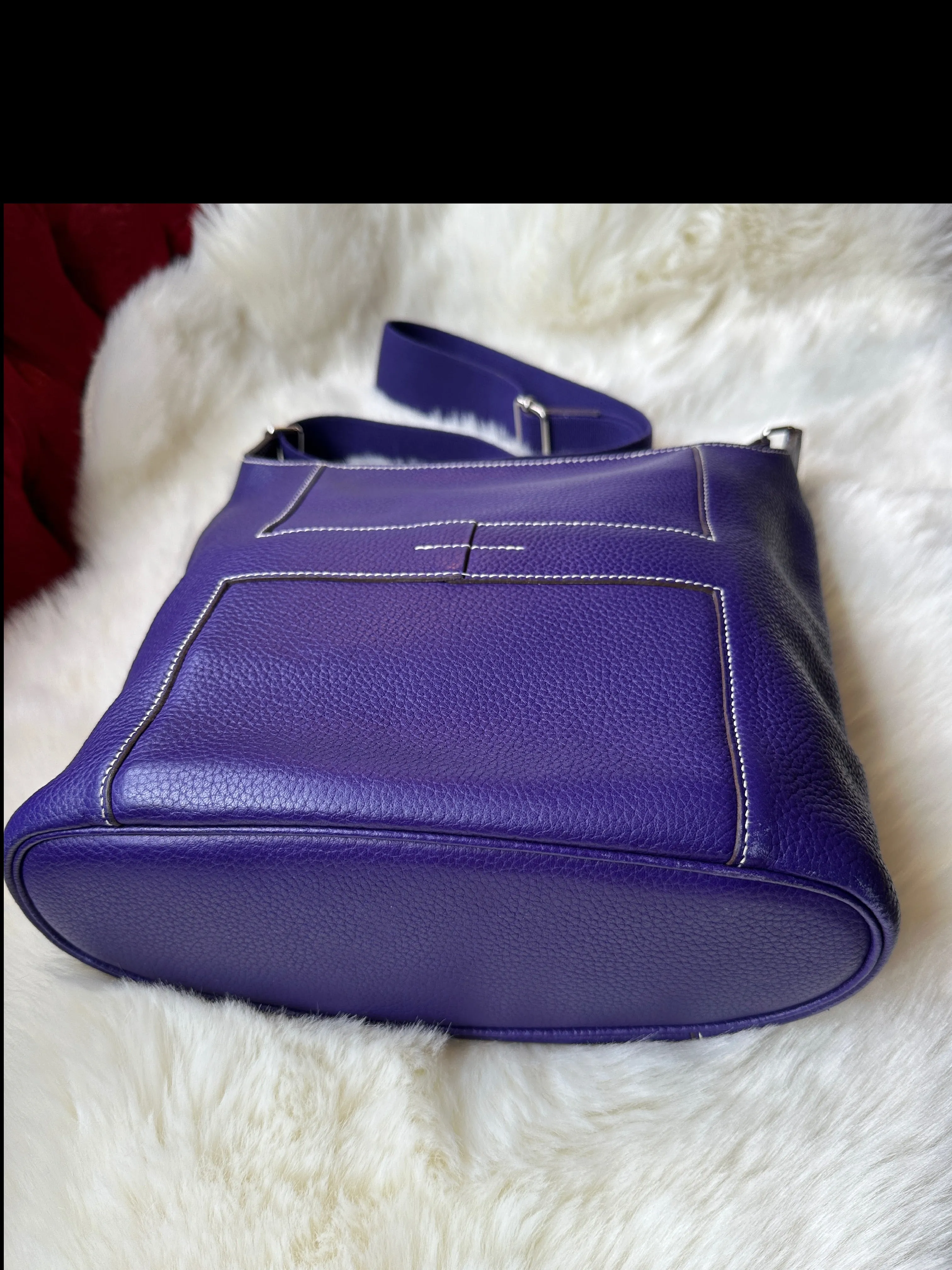 HERMES Good News Sac Y2K Purple Leather Crossbody Bag