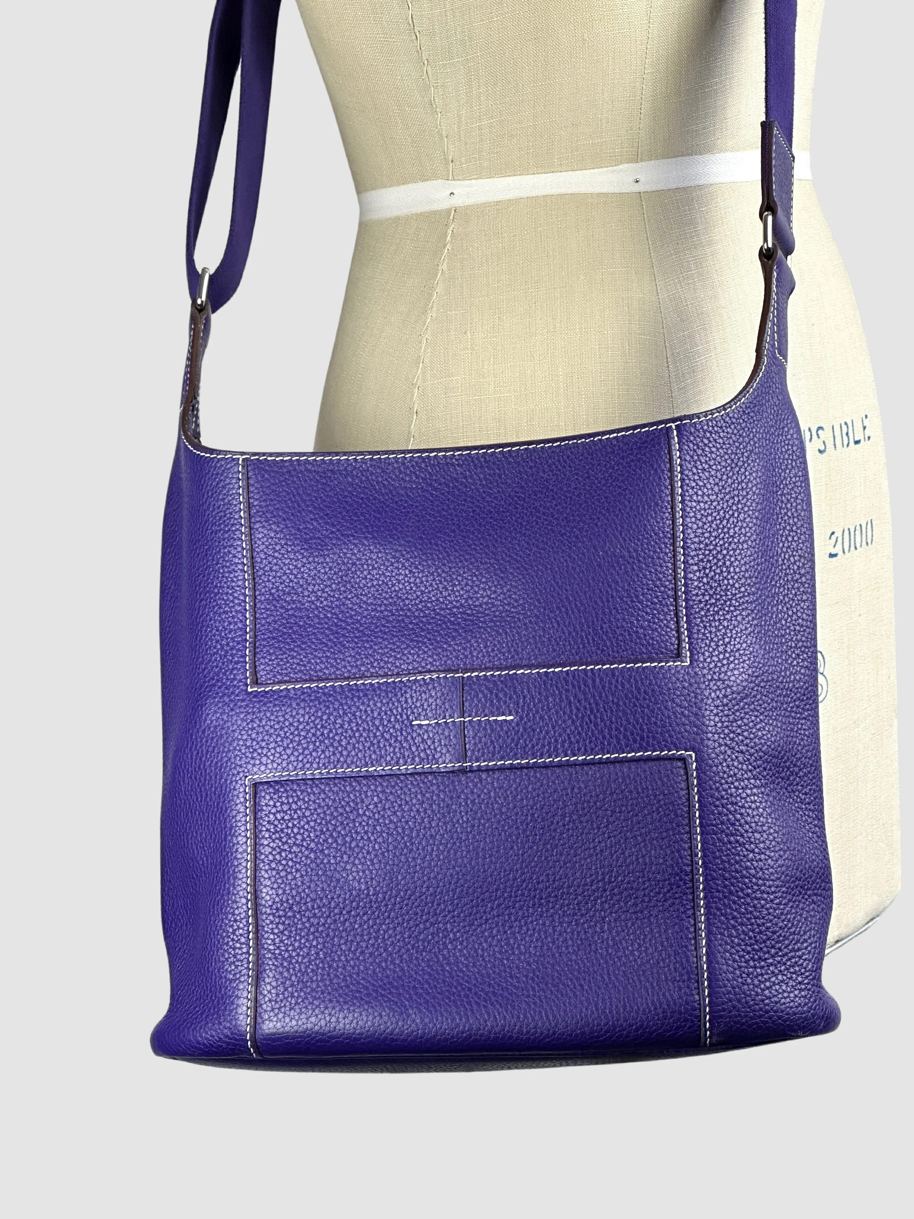 HERMES Good News Sac Y2K Purple Leather Crossbody Bag