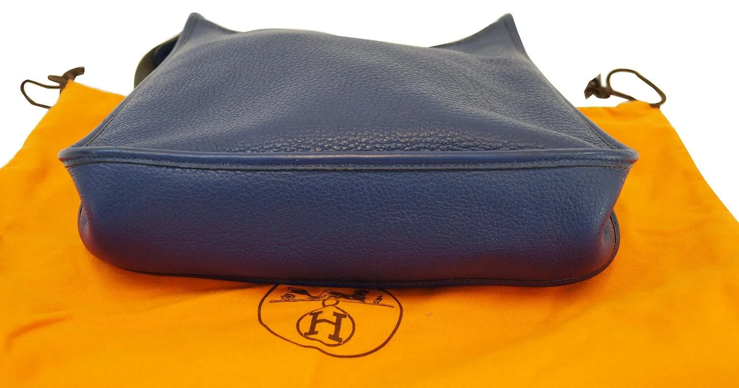Hermes Navy Taurillon Clemence Leather Vespa PM Messenger Bag