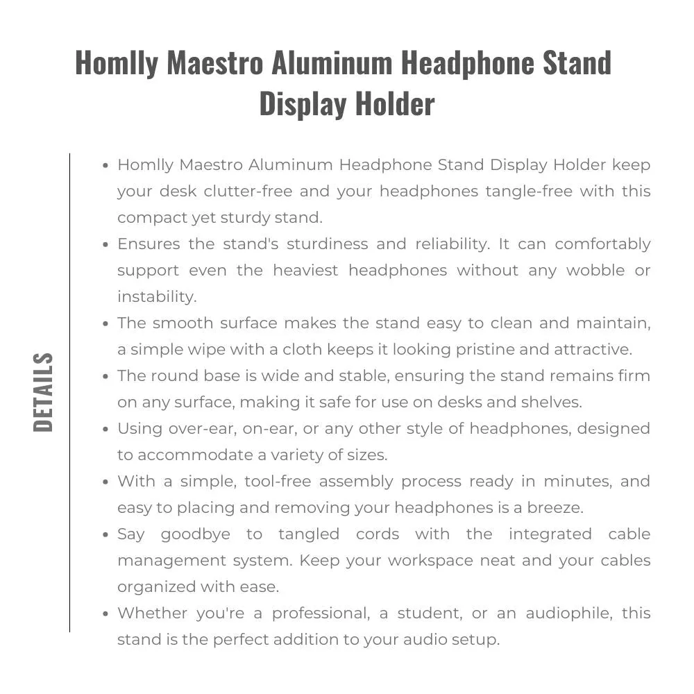 Homlly Maestro Aluminum Headphone Stand Display Holder