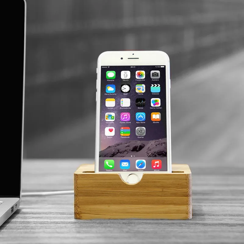 Homlly Woodi Handphone Dock Stand with Charging Slot