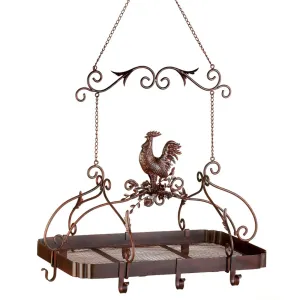 Iron Hanging Pot Holder Country Rooster Free Shipping