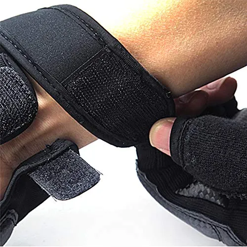 Kickboxing Gloves Punch Bag Muay Thai Boxing Training Fingerless Gloves for Men Women Children (Black, L)