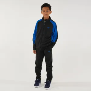 Kids' Breathable Synthetic Tracksuit - Black/Blue