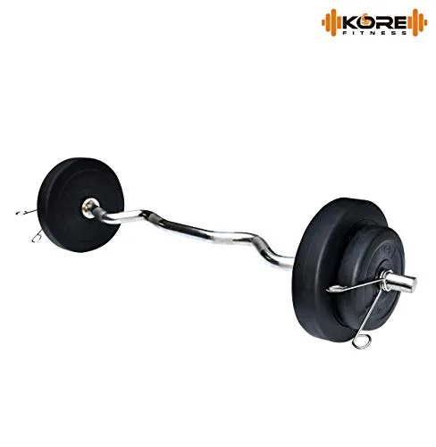 Kore PVC 20 Kg Home Gym Set With One 3 Ft Curl Rod And One Pair Dumbbell Rods, Multicolour