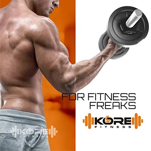 Kore PVC 20 Kg Home Gym Set With One 3 Ft Curl Rod And One Pair Dumbbell Rods, Multicolour