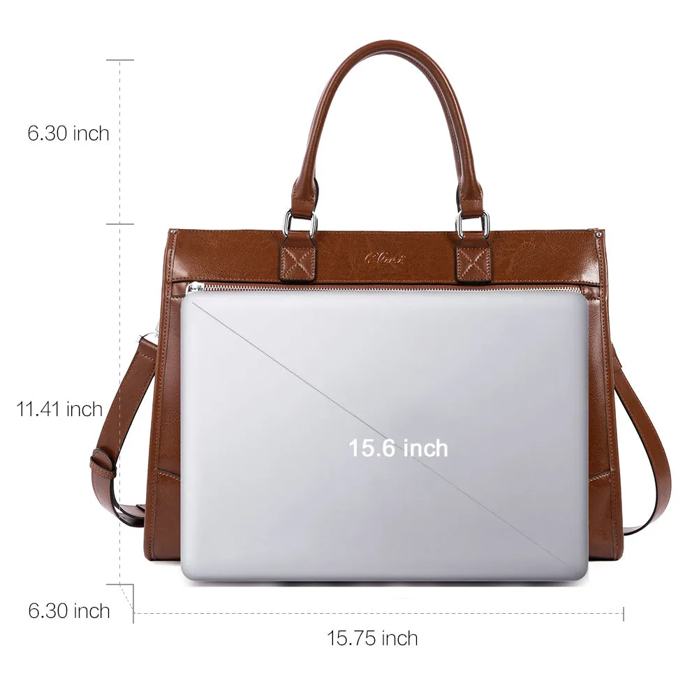 Lauren Ladies Wax Leather Briefcase Purse Laptop Bag