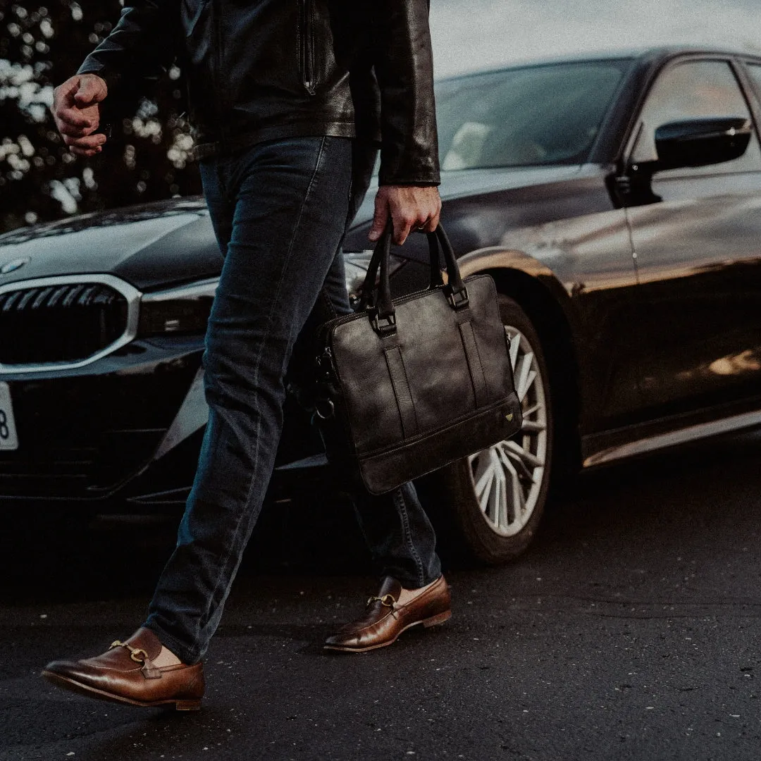 Leather Attaché Briefcase | Vintage Black