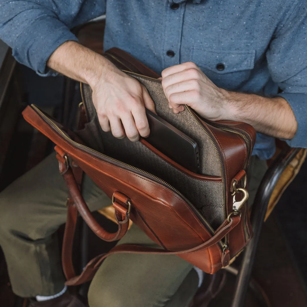 Leather Briefcase | Elderwood Brown