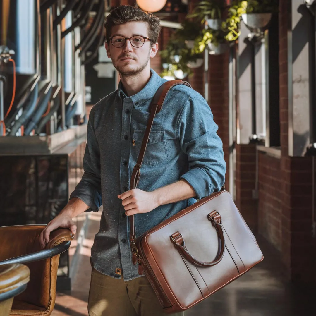 Leather Briefcase | Elderwood Brown