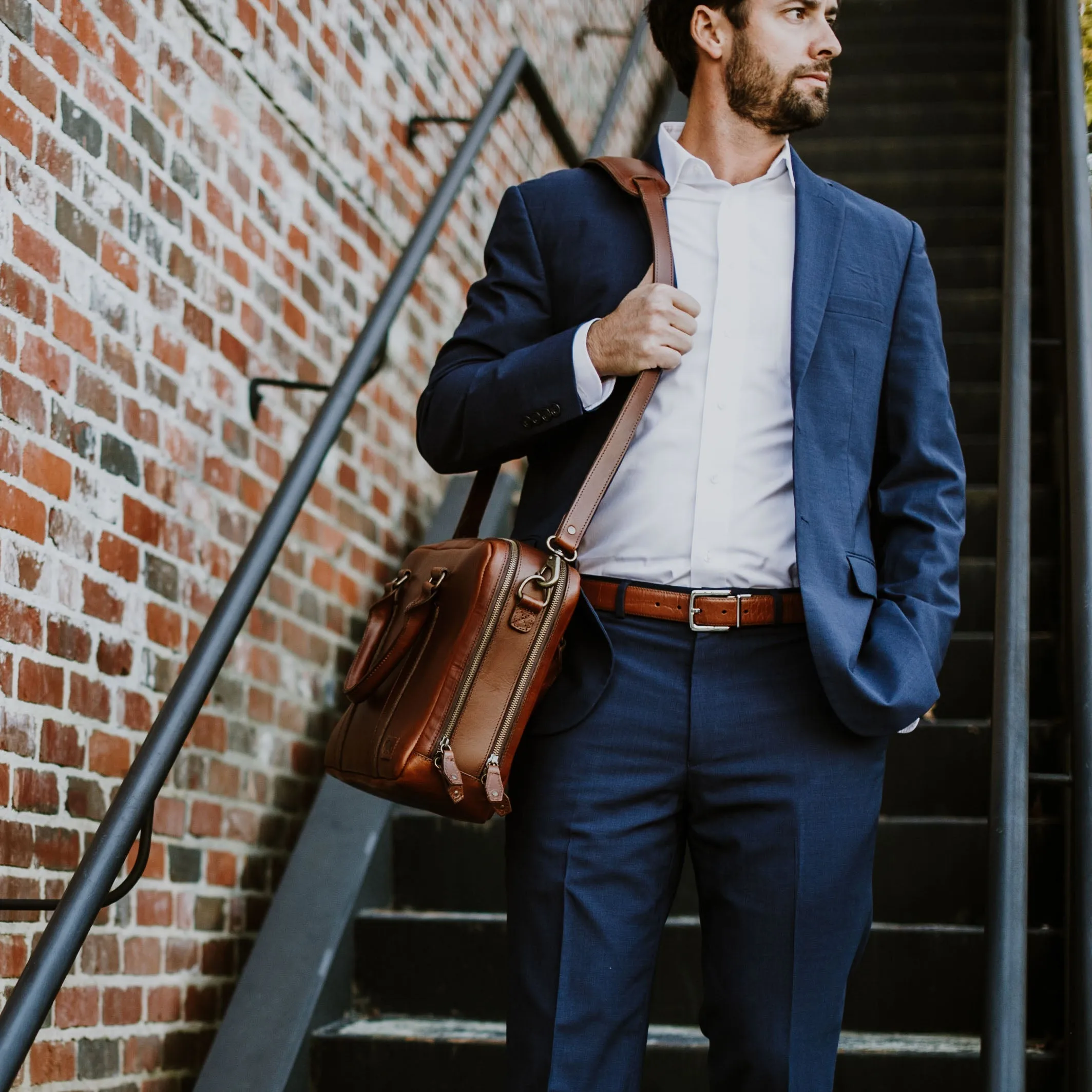 Leather Briefcase | Elderwood Brown