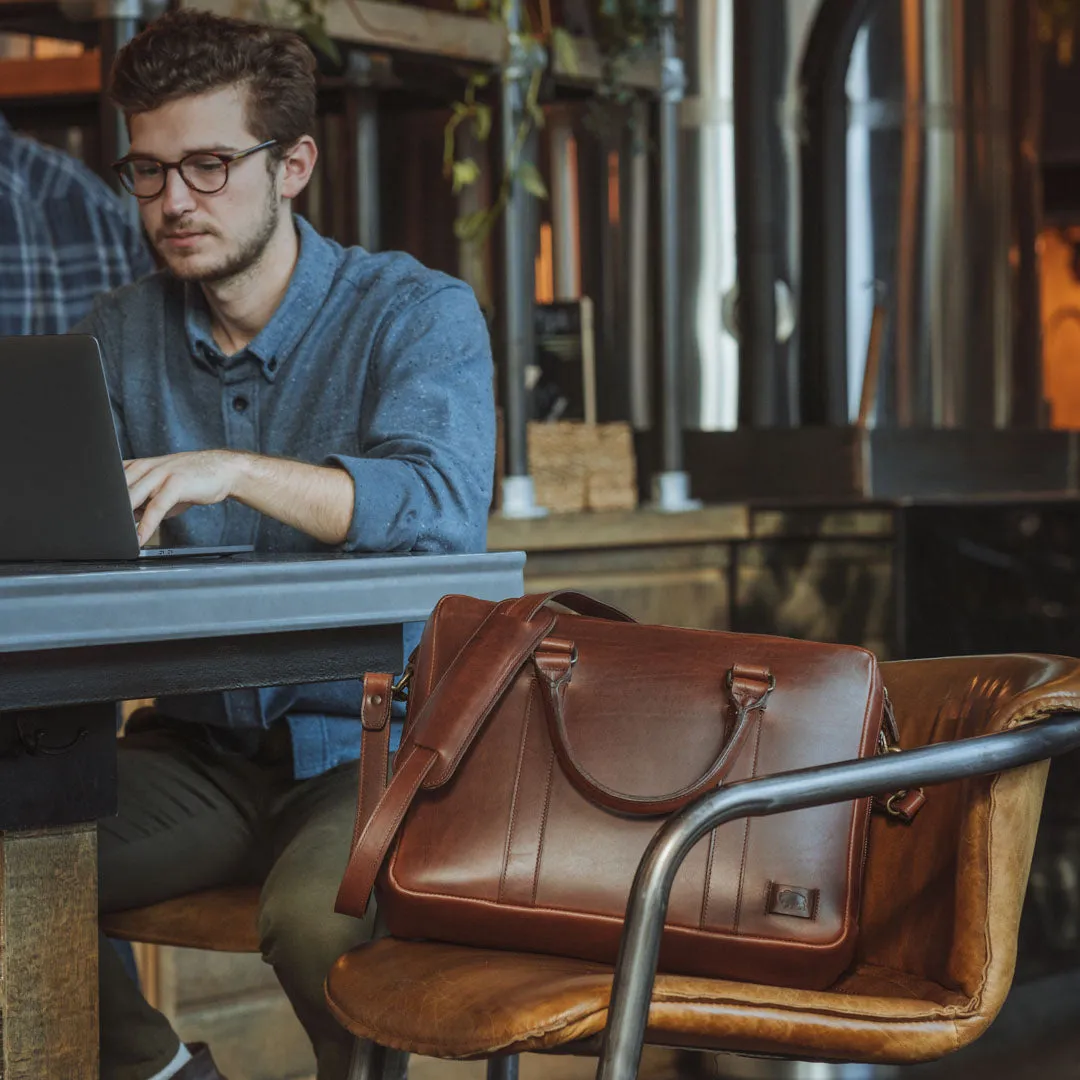 Leather Briefcase | Elderwood Brown