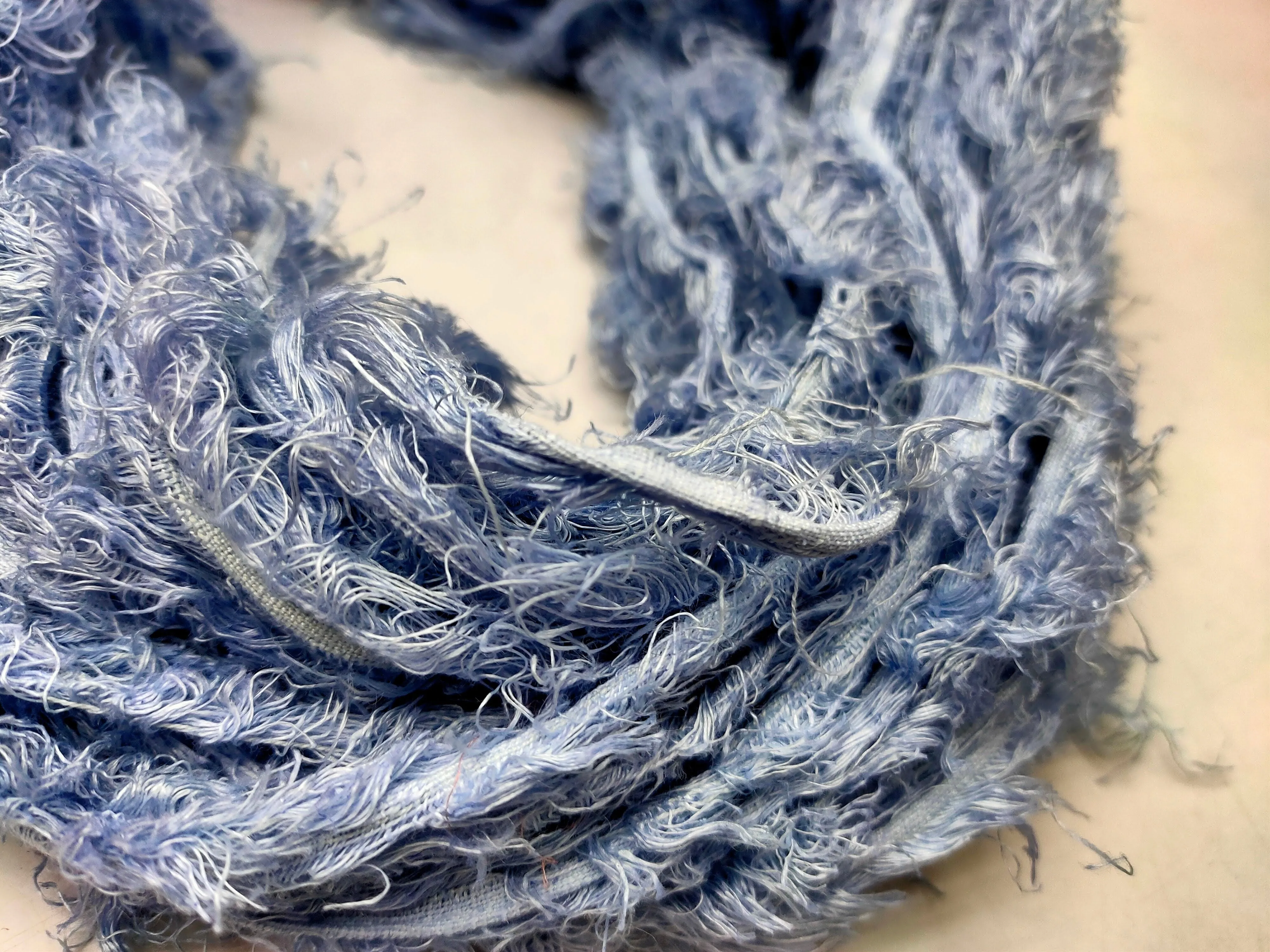 Linen Fuzzy Ribbon - Blue Grey