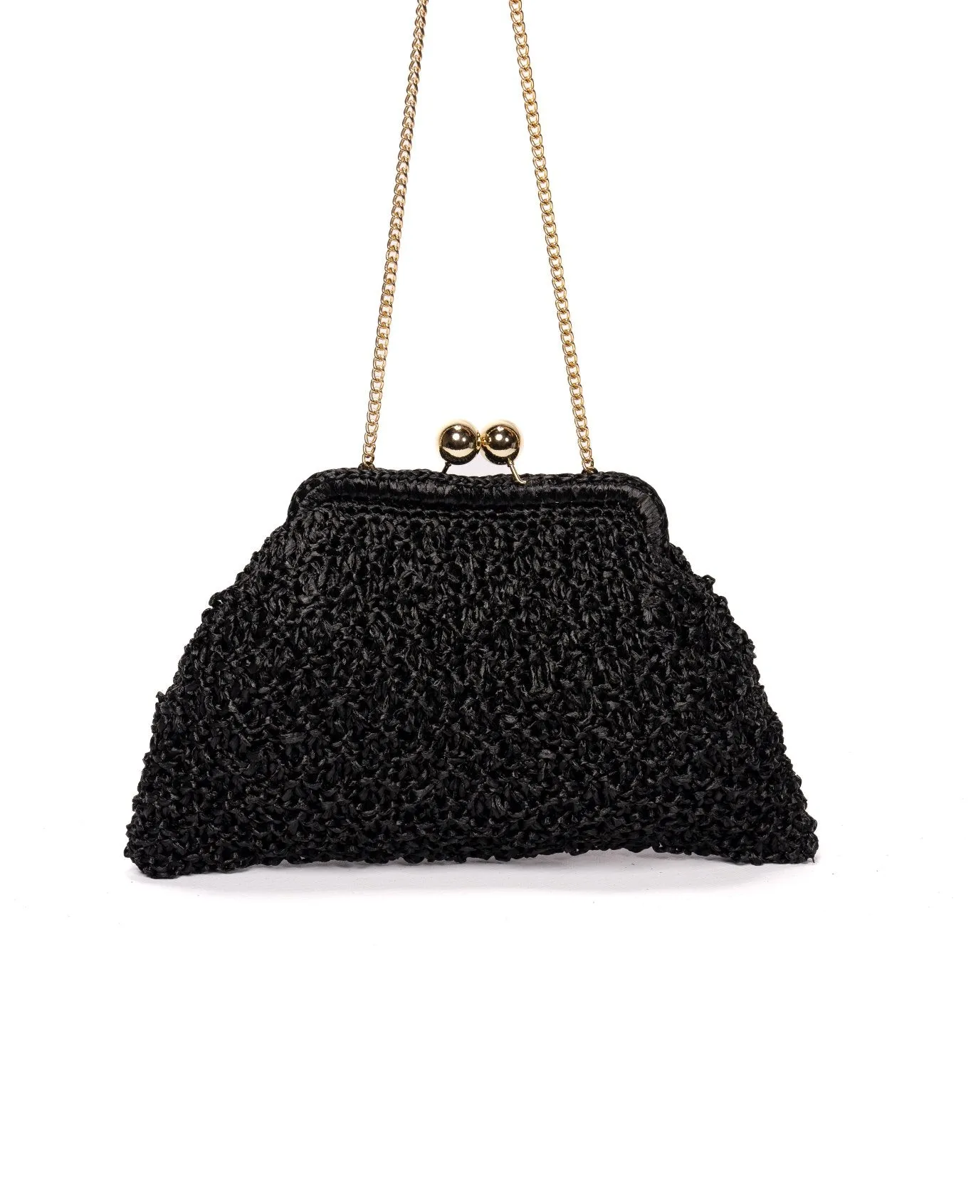 Margherita Raffia Clutch Black
