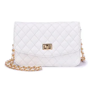 Mellow World Amanda Quilted Crossbody White Clutch