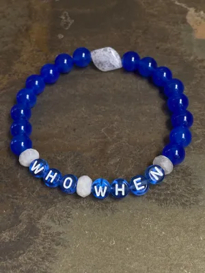 Men's Blue Onyx Gemstone "Who, When" phrase Bracelet