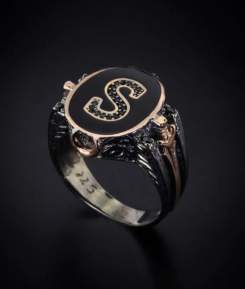 Men's Initial Ring in Sterling Silver