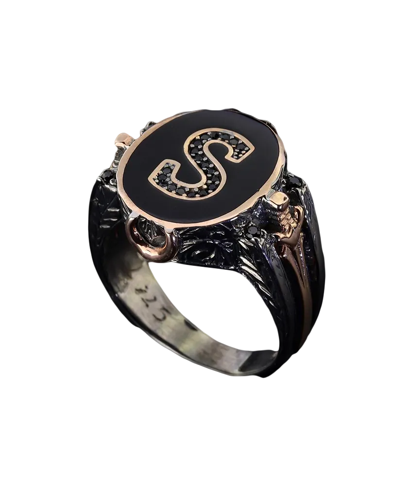 Men's Initial Ring in Sterling Silver