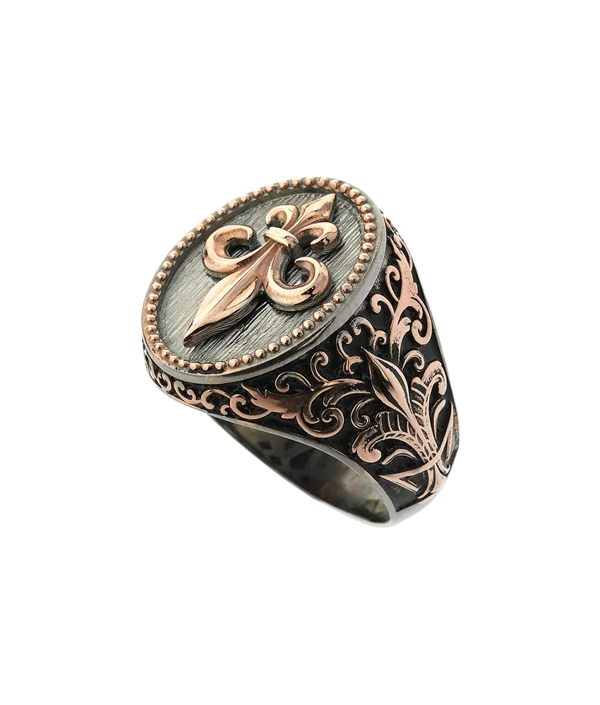 Men's Sterling Silver Fleur de Lis with Side Details