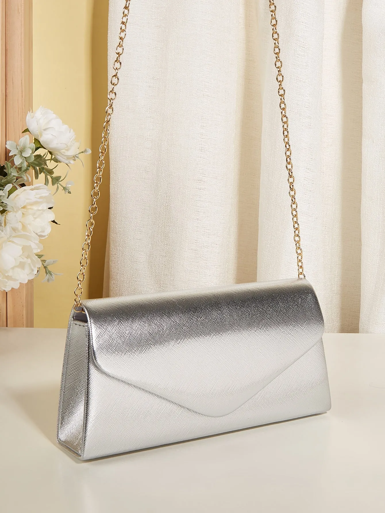Metallic Flap Square Bag- FD ⚡