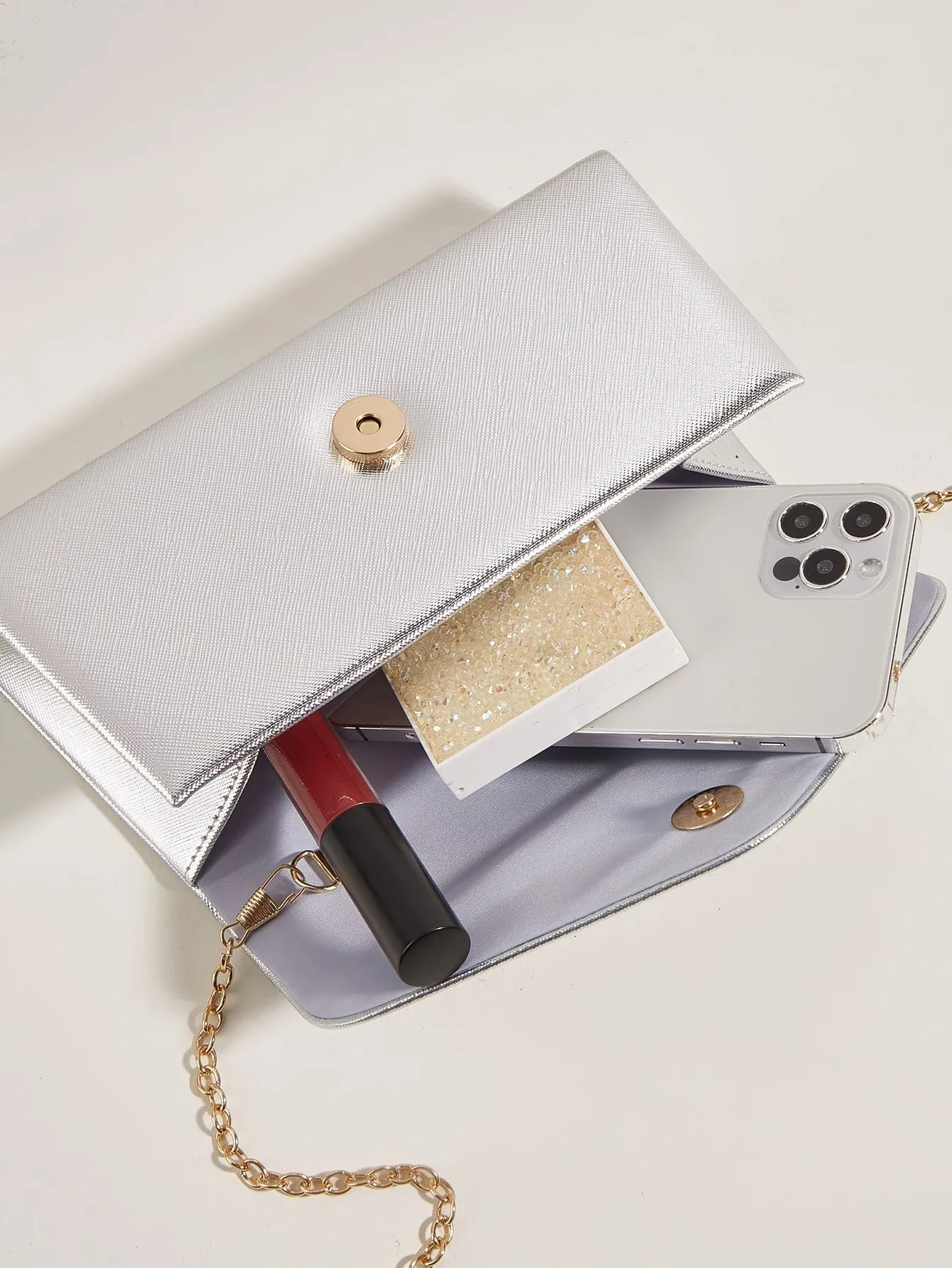Metallic Flap Square Bag- FD ⚡