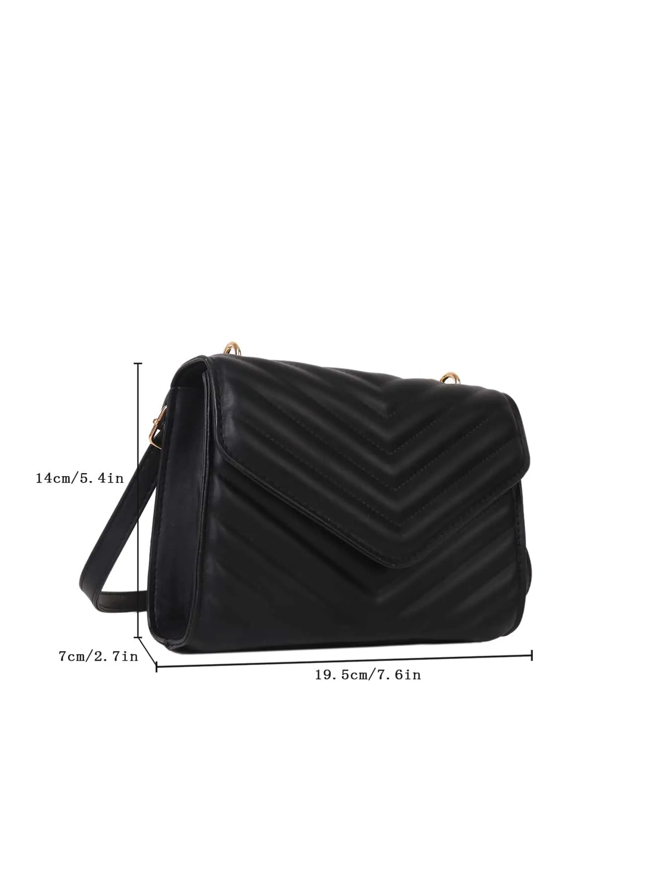 Mini Chevron Quilted Flap Square Bag - Black