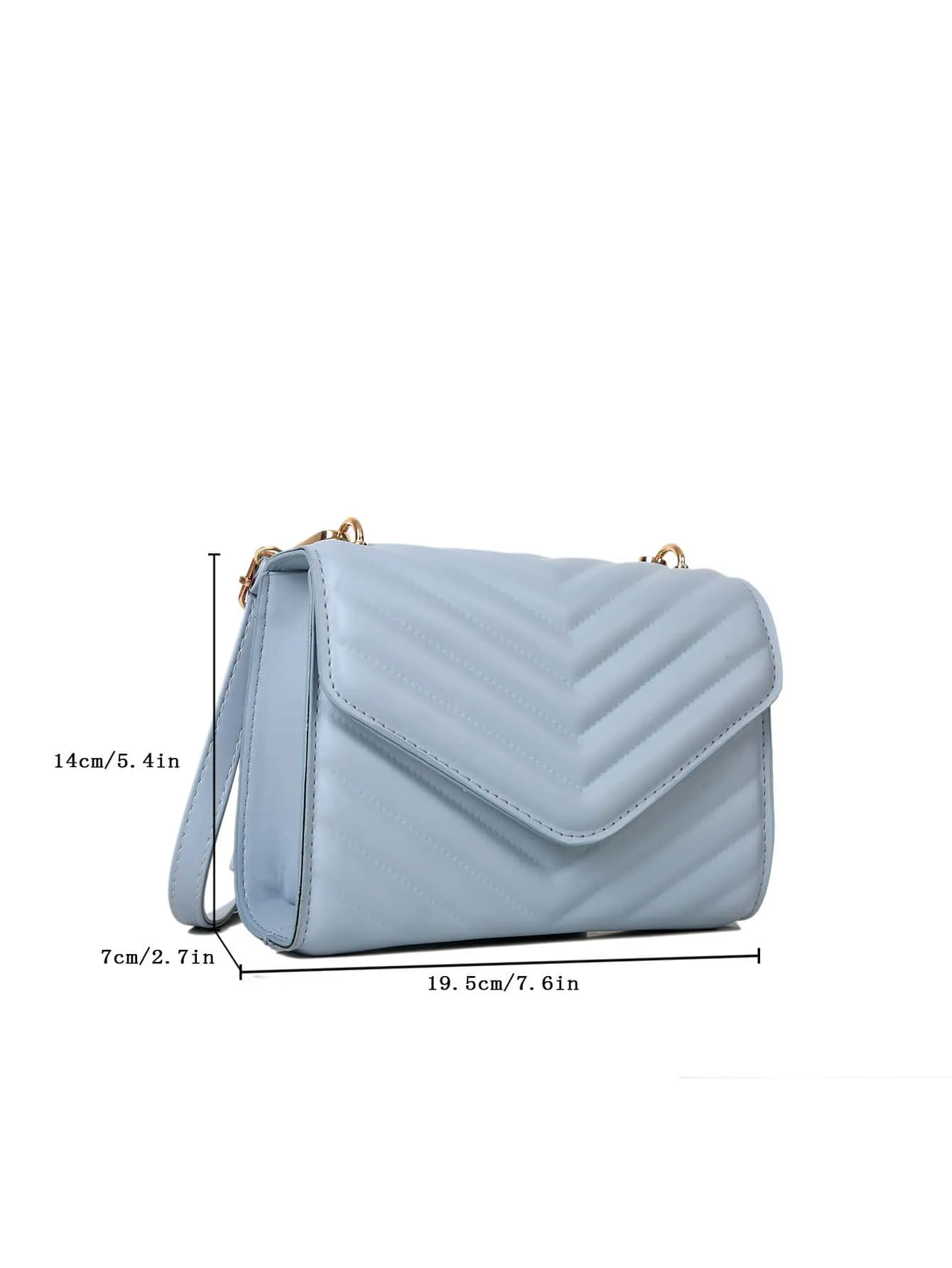 Mini Chevron Quilted Flap Square Bag - Dusty Blue