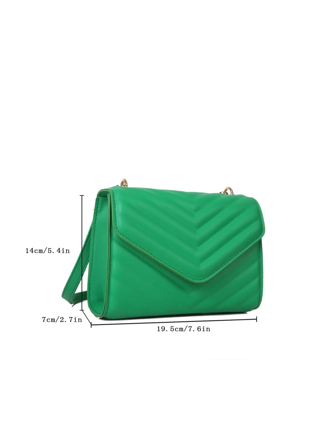 Mini Chevron Quilted Flap Square Bag - Green