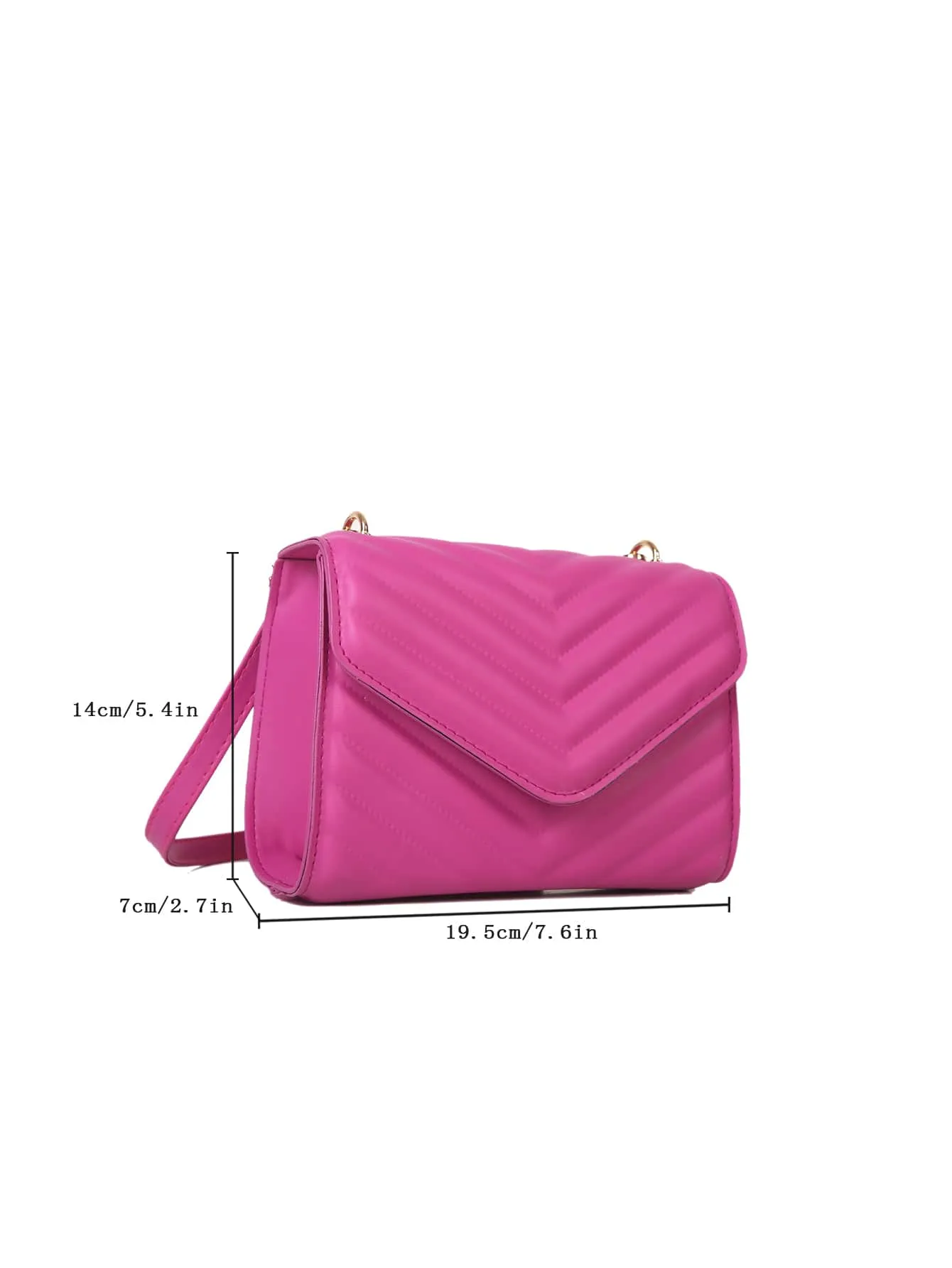 Mini Chevron Quilted Flap Square Bag - Hot Pink