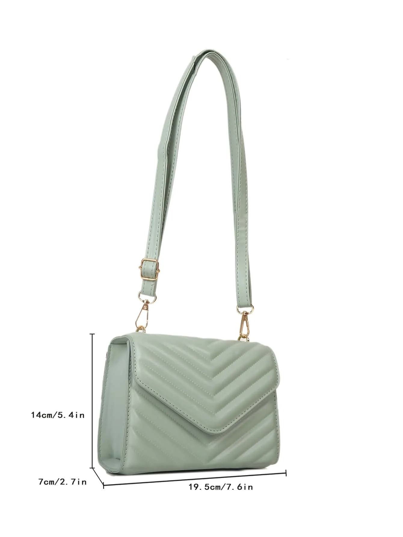 Mini Chevron Quilted Flap Square Bag - Mint Green