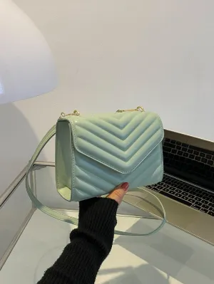 Mini Chevron Quilted Flap Square Bag - Mint Green