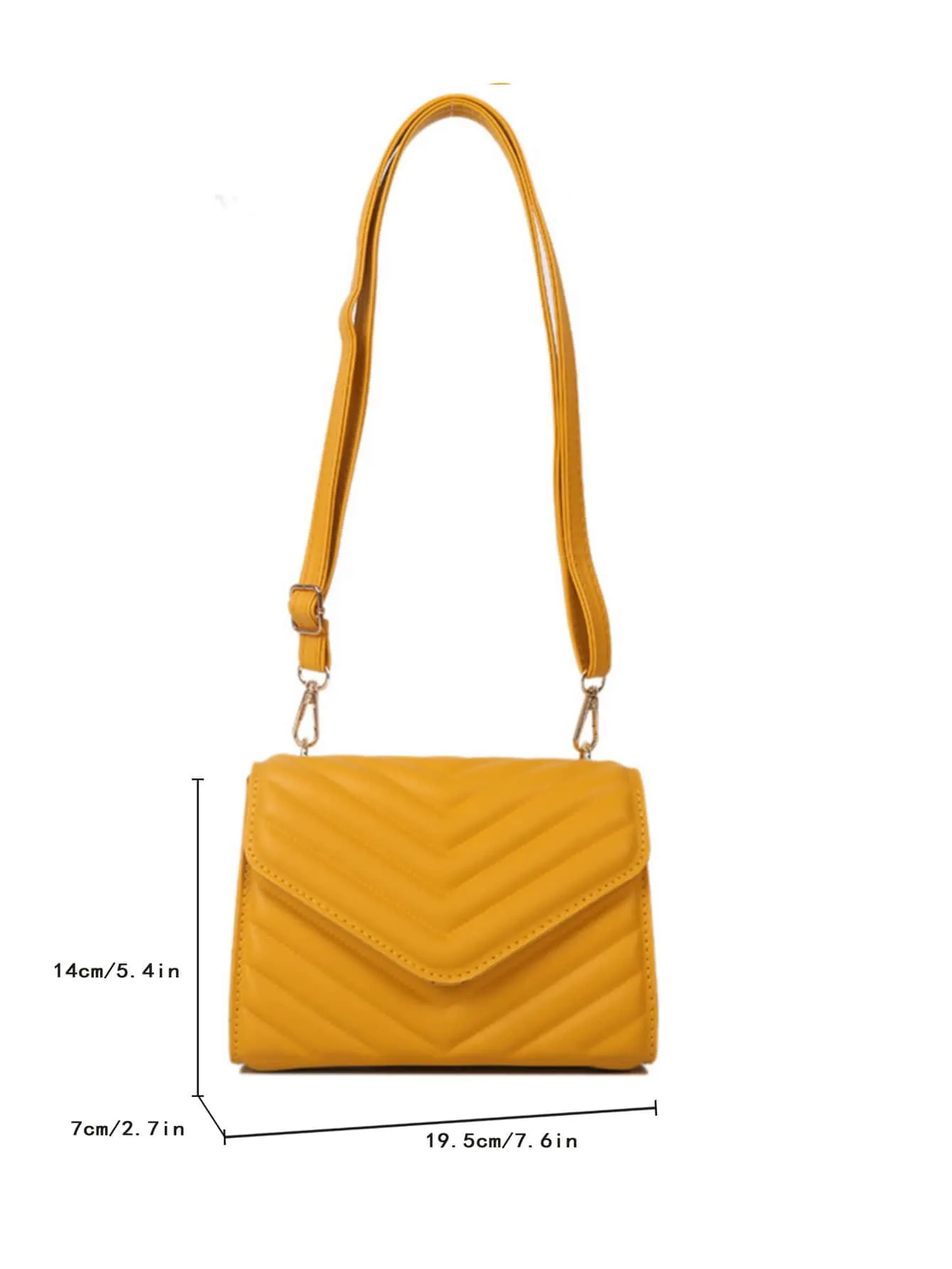 Mini Chevron Quilted Flap Square Bag - Mustard Yellow