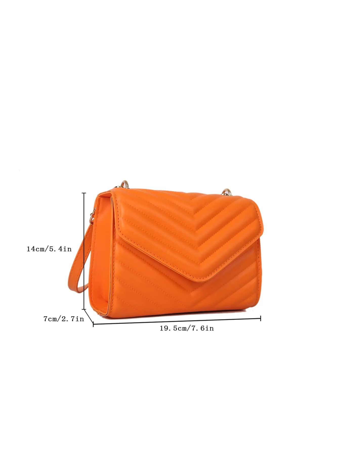 Mini Chevron Quilted Flap Square Bag - Orange