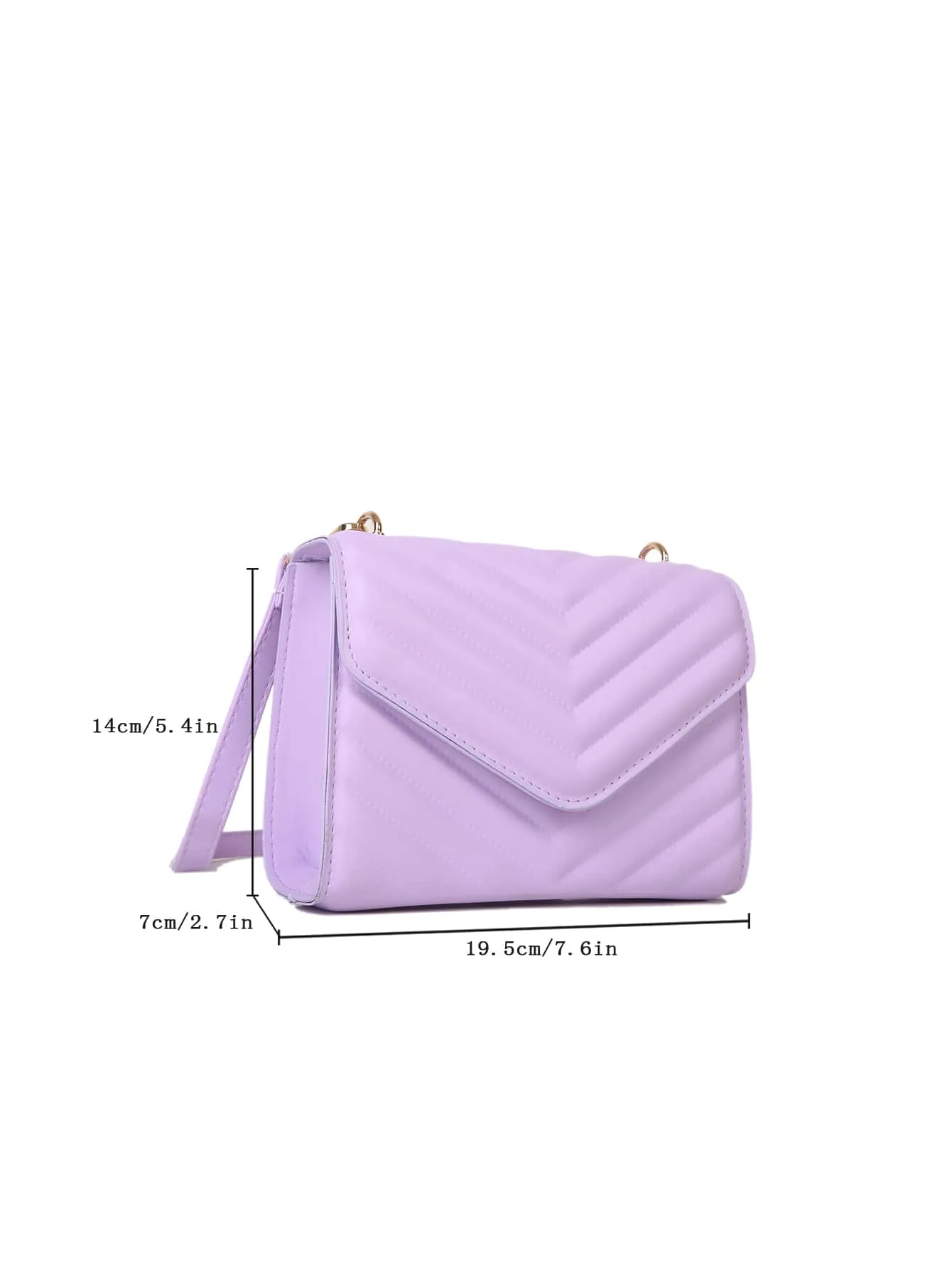 Mini Chevron Quilted Flap Square Bag - Purple