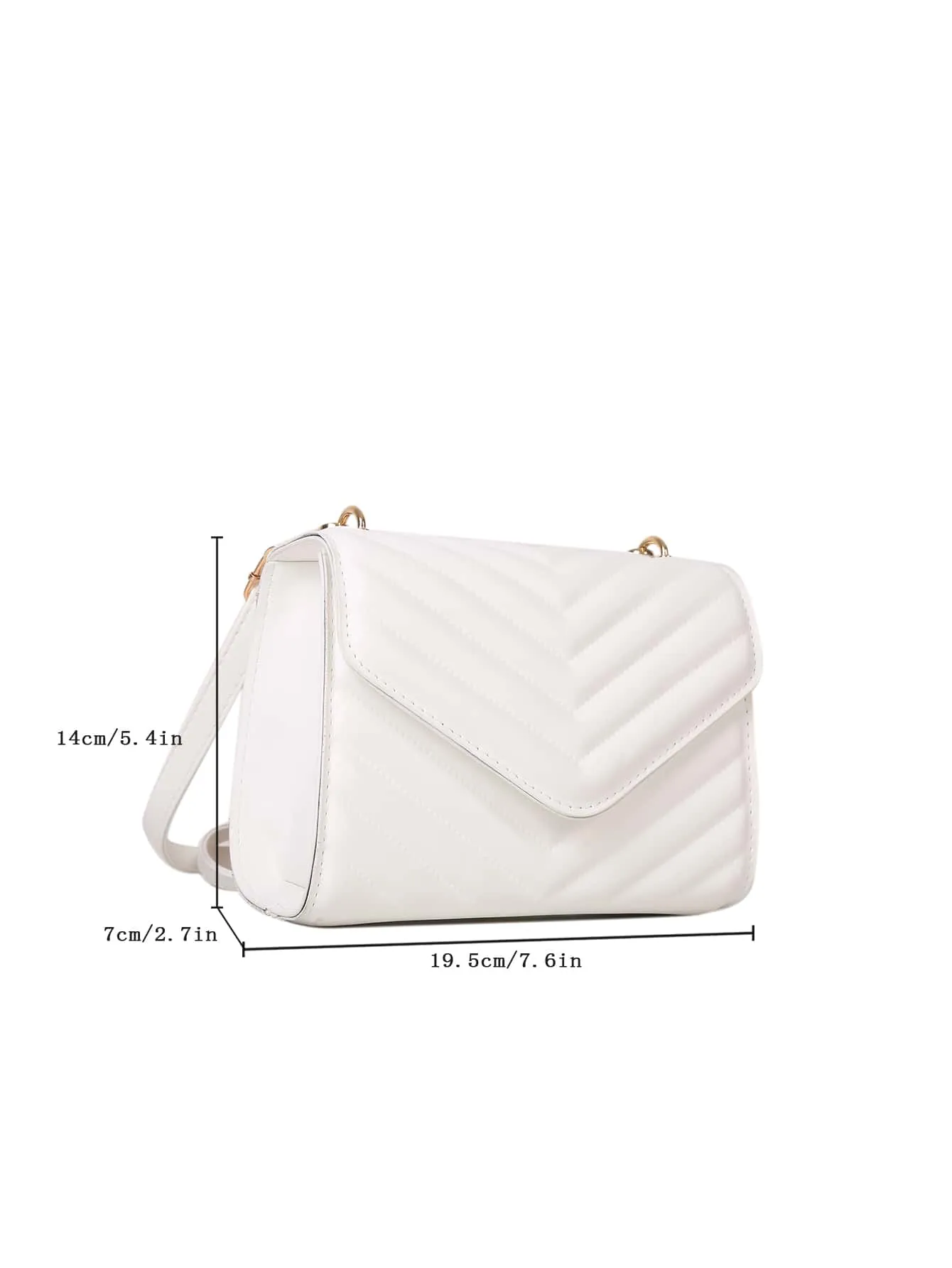 Mini Chevron Quilted Flap Square Bag - White