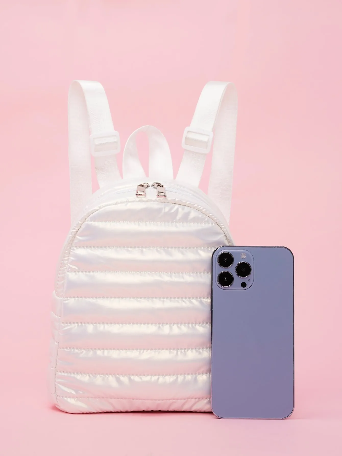 Mini Quilted Detail Classic Backpack - White
