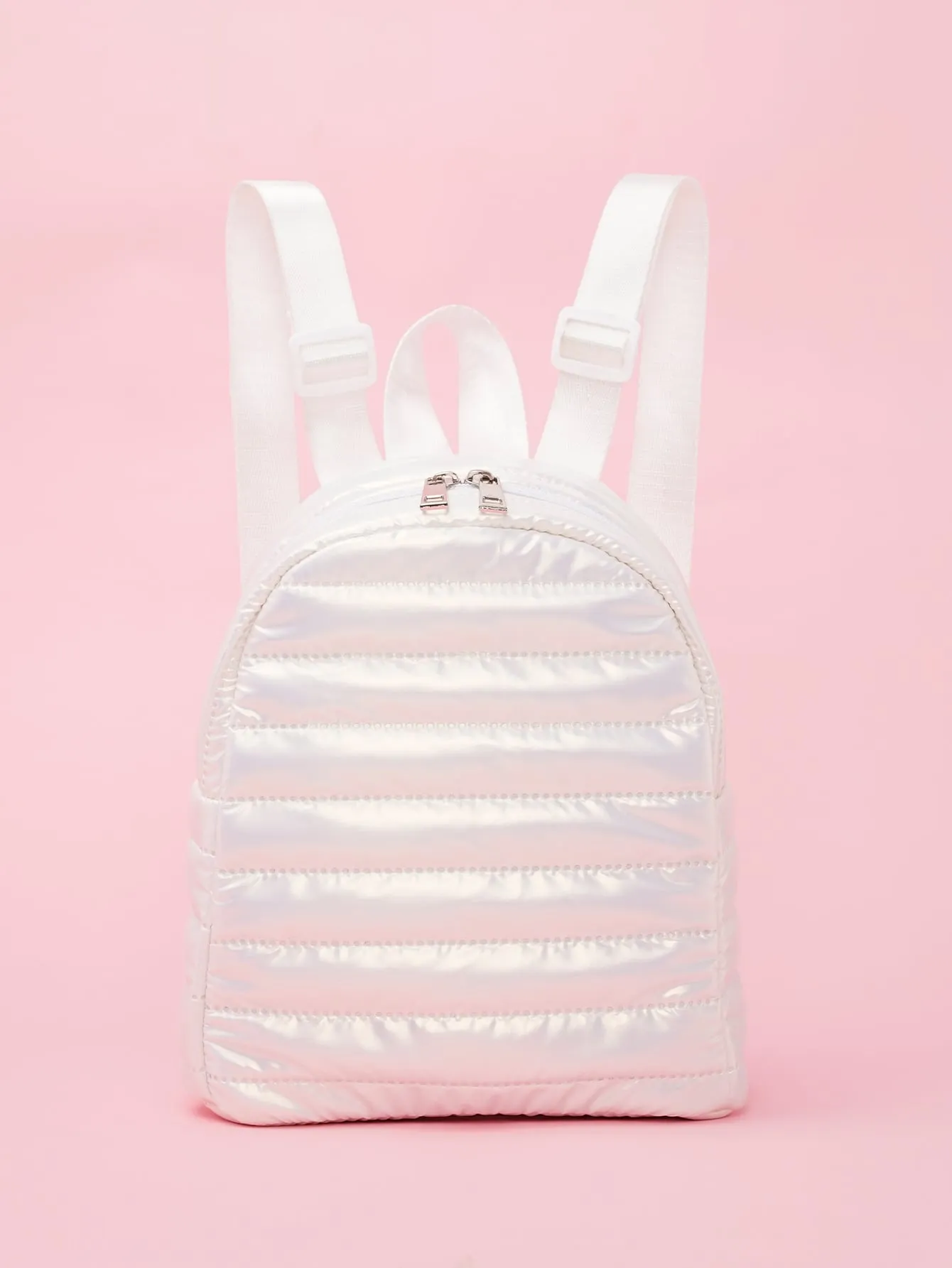 Mini Quilted Detail Classic Backpack - White