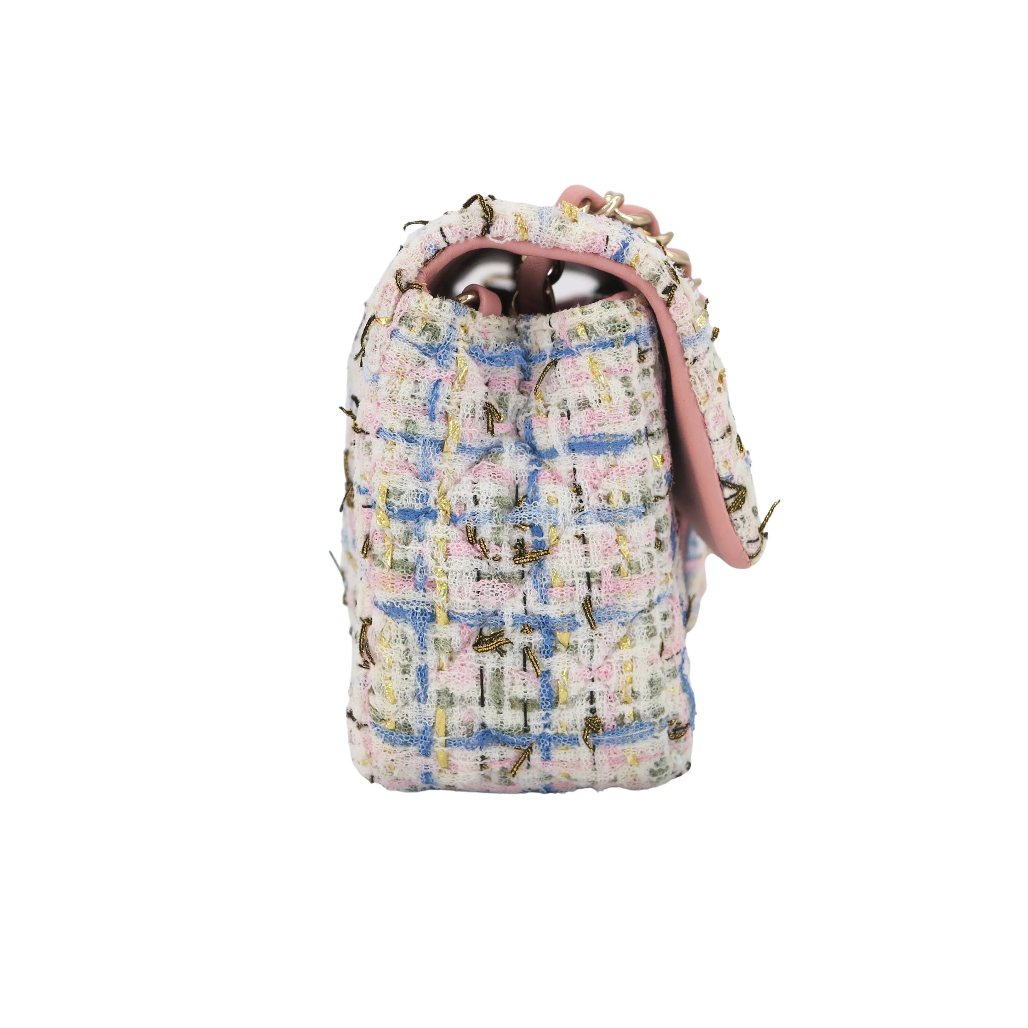 Mini Rectangular Flap Bag in 19C Pink Blue Tweed
