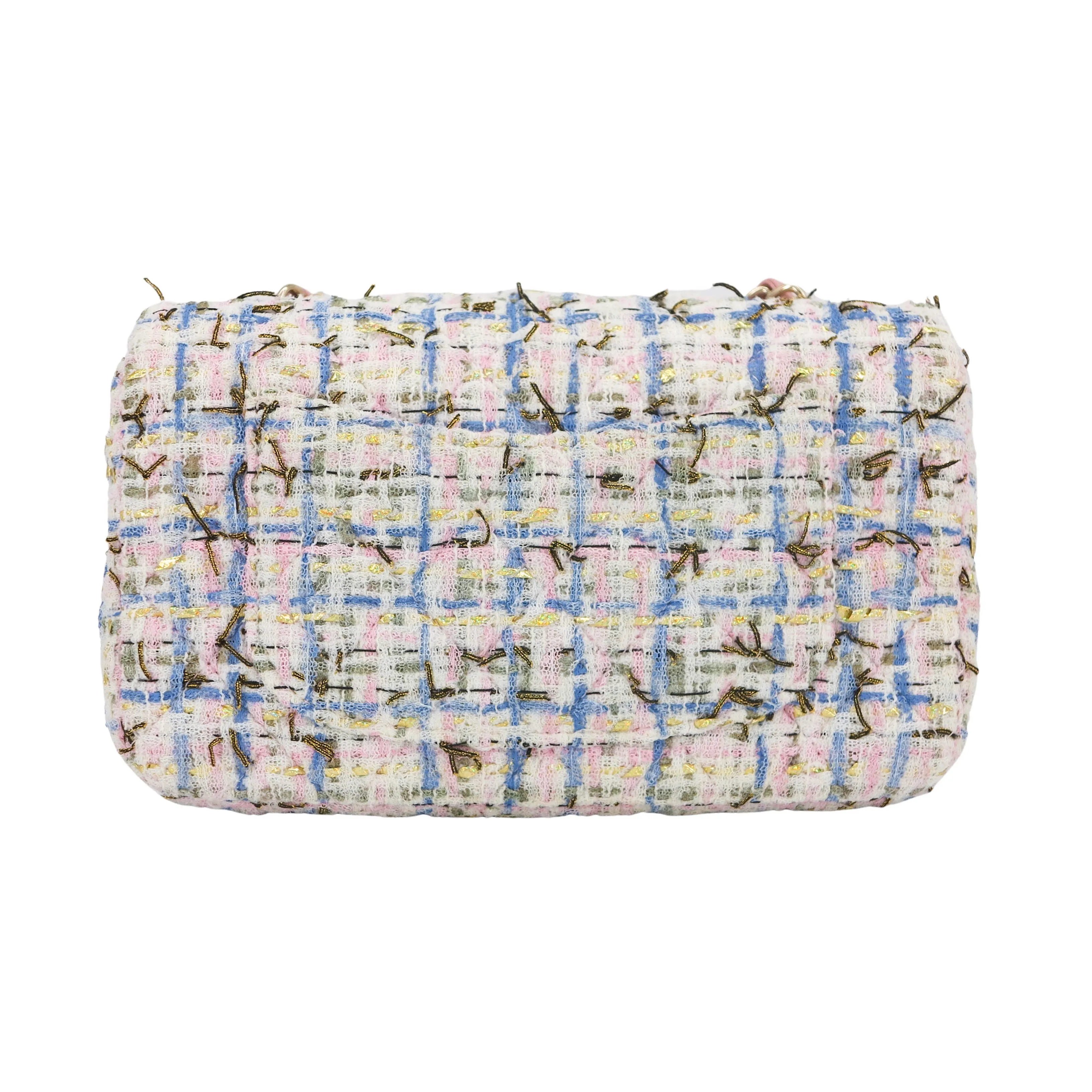 Mini Rectangular Flap Bag in 19C Pink Blue Tweed