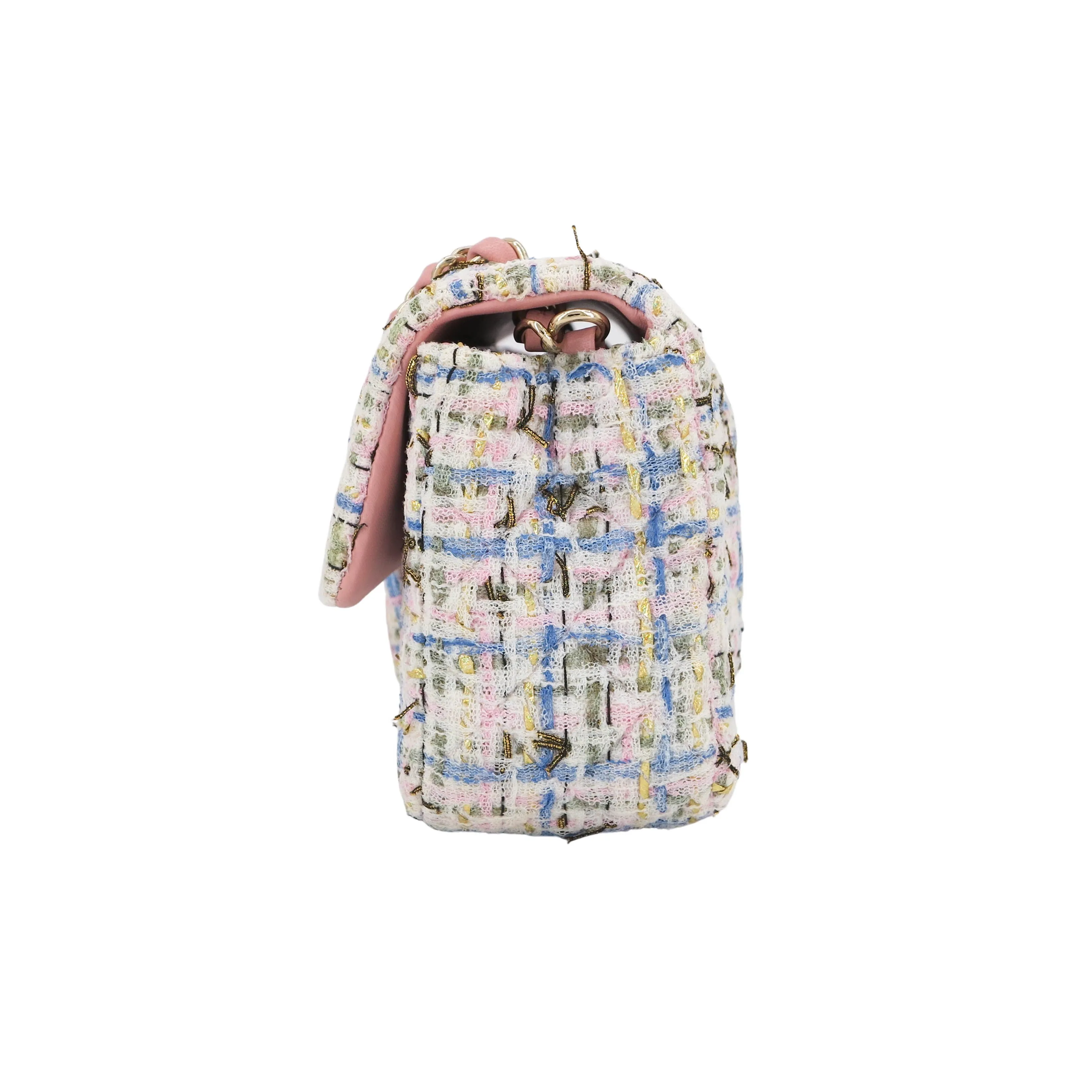 Mini Rectangular Flap Bag in 19C Pink Blue Tweed