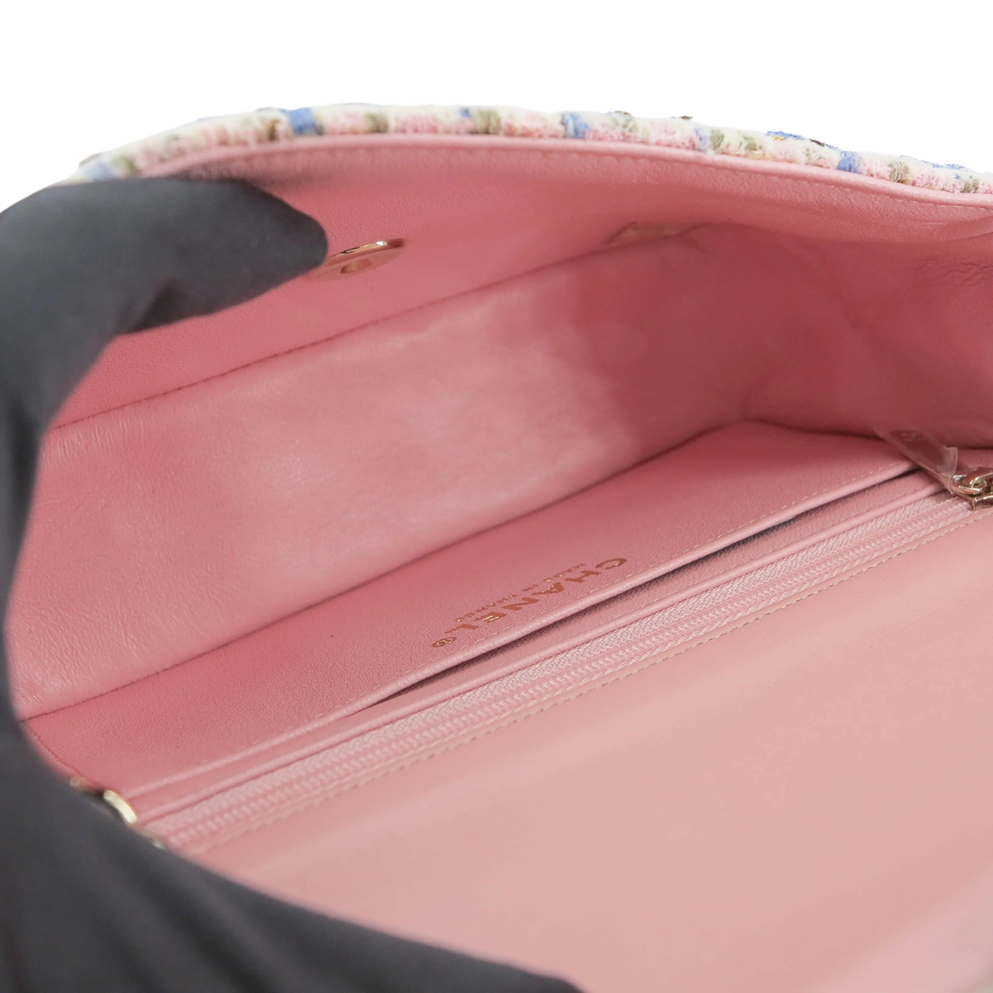 Mini Rectangular Flap Bag in 19C Pink Blue Tweed