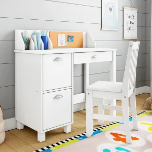 Montessori Scratch-resistant Homework Desk | Bookshelf | Storage & Chair | White | 5 Years 