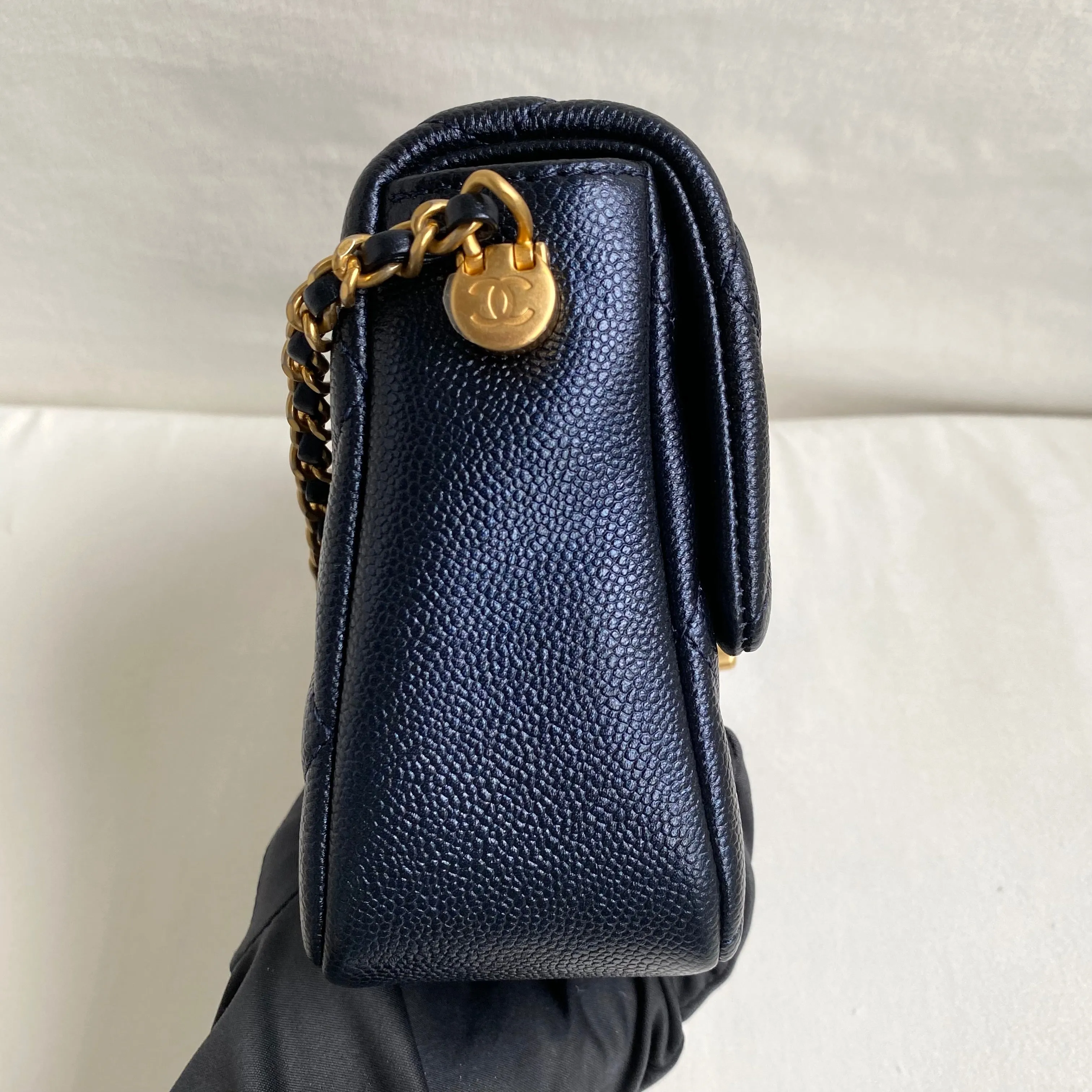 My Perfect Mini Flap Bag in Iridescent Black Caviar