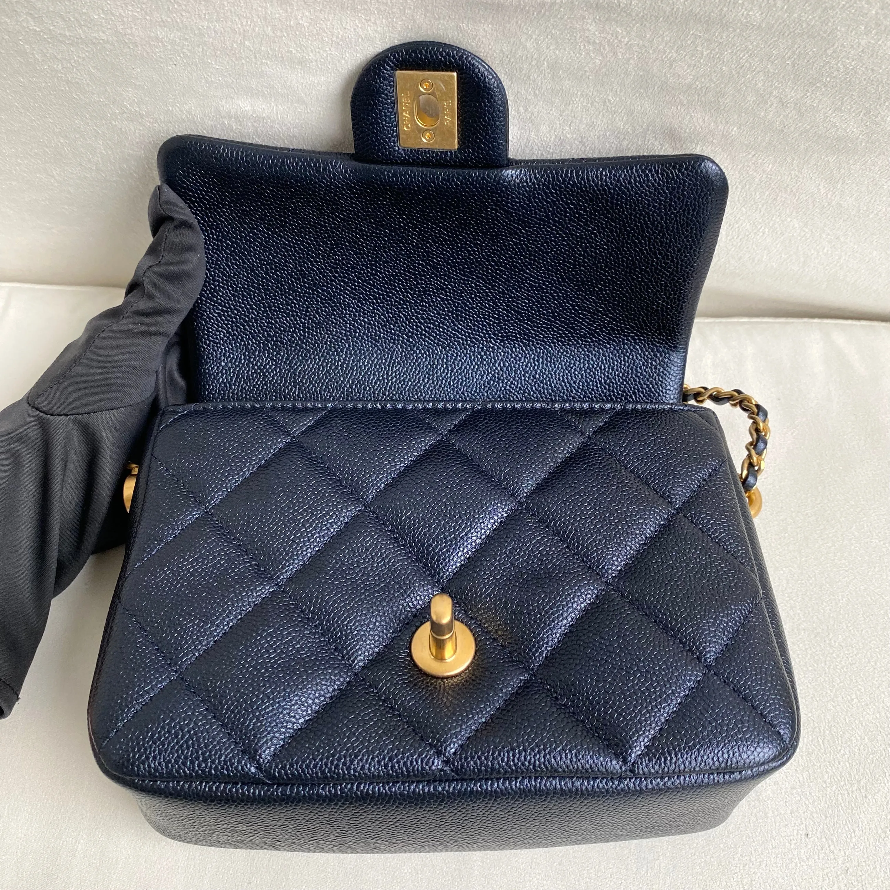 My Perfect Mini Flap Bag in Iridescent Black Caviar